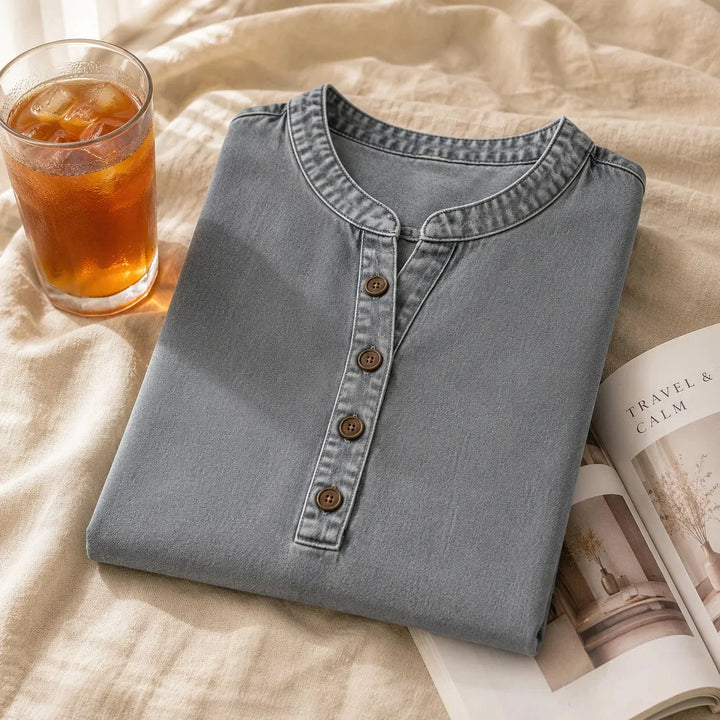Juliette | Women's Henley Tunic Top with Side Buttons