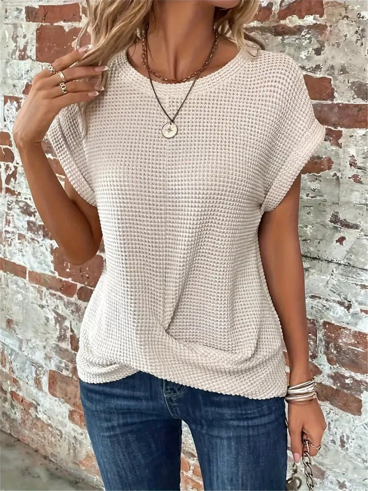 Alida | Waffle-Knit Crew Neck Tee for Women