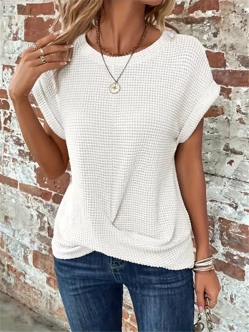 Alida | Waffle-Knit Crew Neck Tee for Women