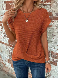 Alida | Waffle-Knit Crew Neck Tee for Women