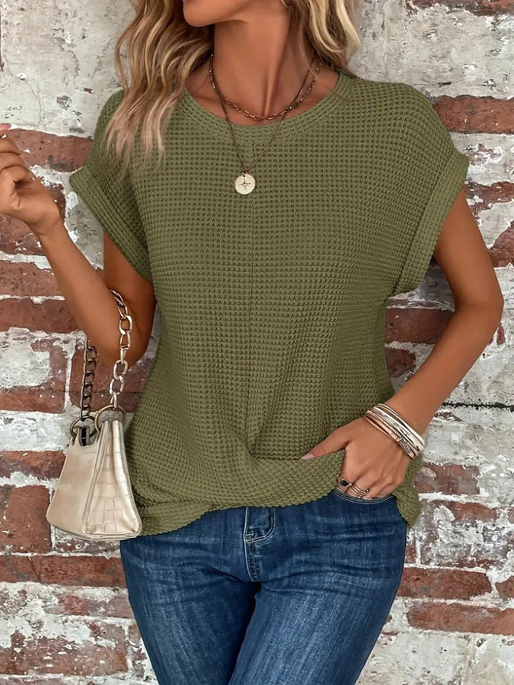 Alida | Waffle-Knit Crew Neck Tee for Women