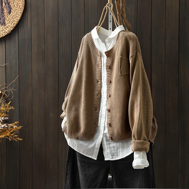 Nienke - Ribbed Open-Front Knit Cardigan with Chest Pocket for Women