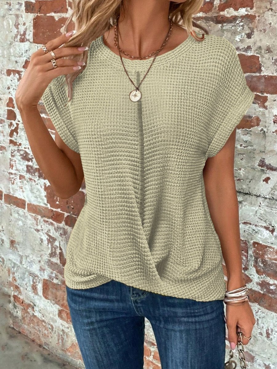 Alida | Waffle-Knit Crew Neck Tee for Women