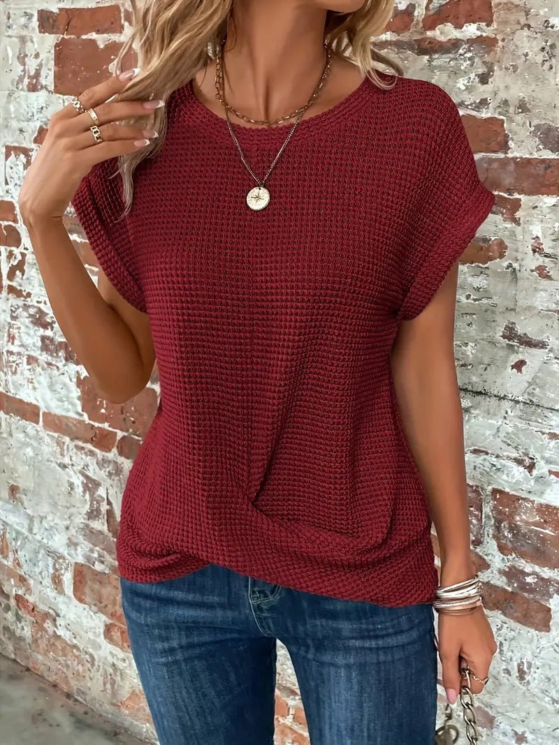 Alida | Waffle-Knit Crew Neck Tee for Women