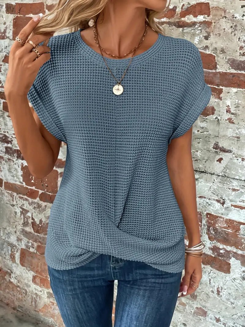 Alida | Waffle-Knit Crew Neck Tee for Women