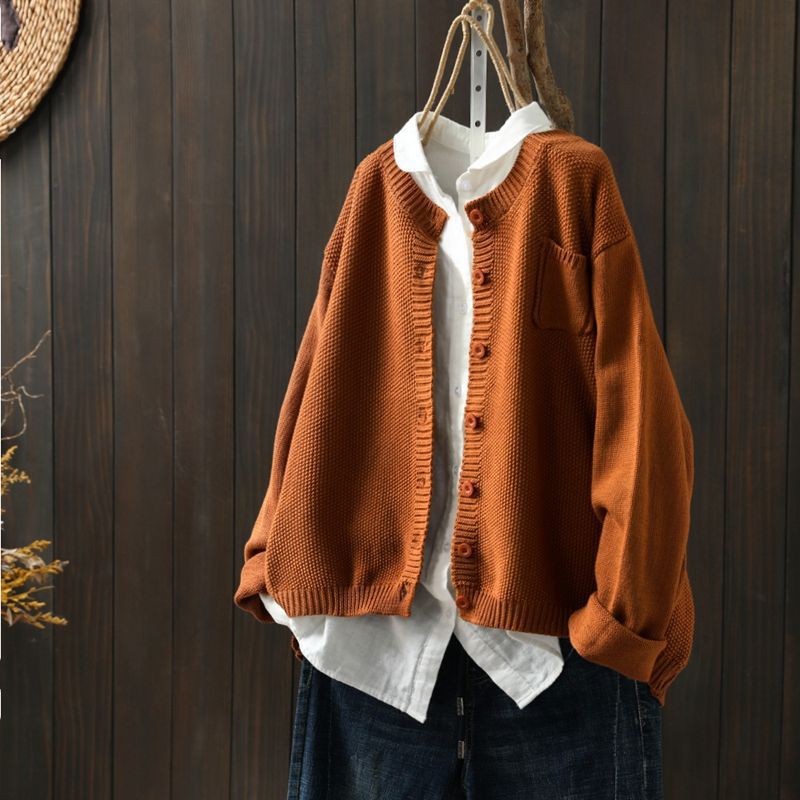 Nienke - Ribbed Open-Front Knit Cardigan with Chest Pocket for Women