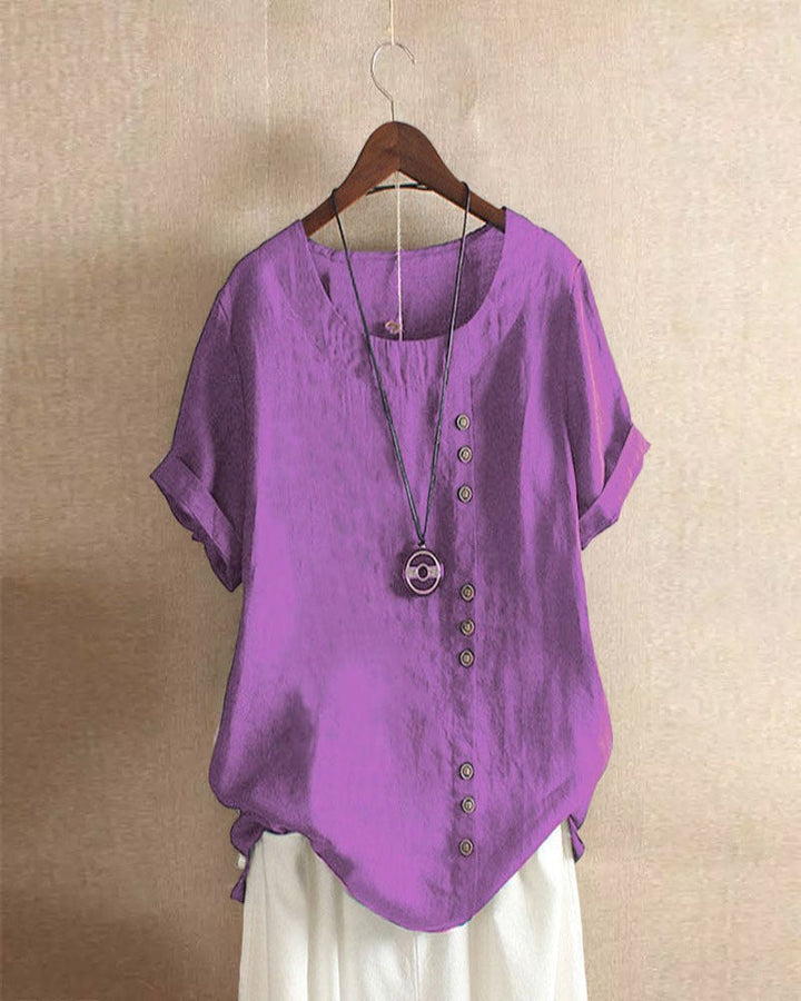 Mathilde | Women's Casual Blouse Button-Front Short Sleeve Top