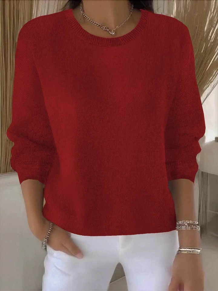 Oona | Ribbed Crew Neck Sweater with Long Sleeves for Women
