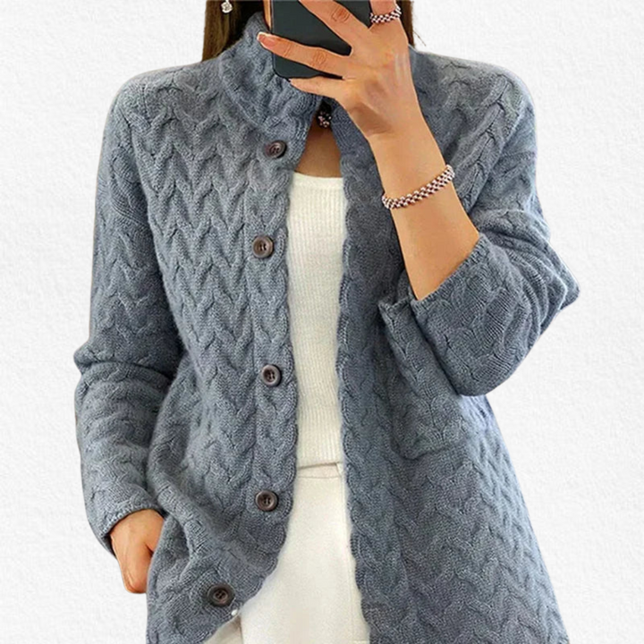 Vera | Cable-Knit Button-Front Cardigan with Round Neck for Women