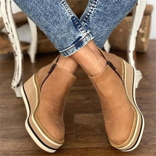 Maike | Wedge Slip-On Ankle Boots with Round Toe for Women