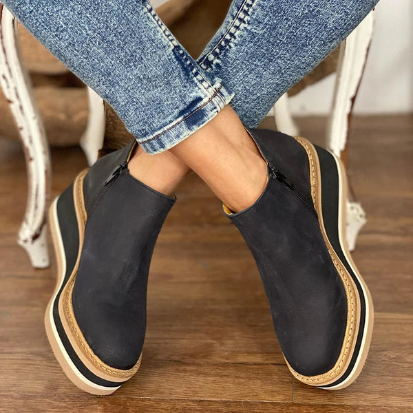 Maike | Wedge Slip-On Ankle Boots with Round Toe for Women