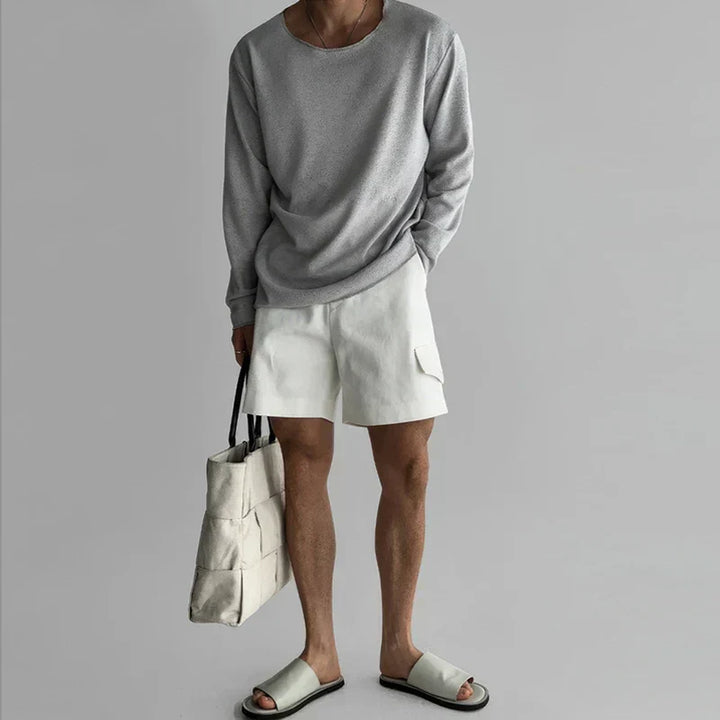 Henrik | Ribbed Open-Knit Crew Neck T-Shirt for Men
