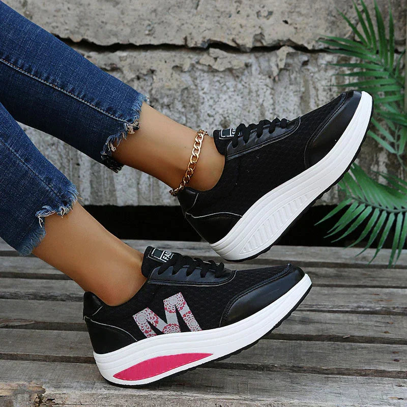 Fiona | Cushioned Lace-Up Walking Sneakers with Breathable Knit Upper for Women