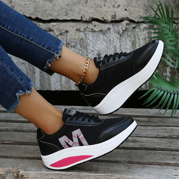 Fiona | Cushioned Lace-Up Walking Sneakers with Breathable Knit Upper for Women