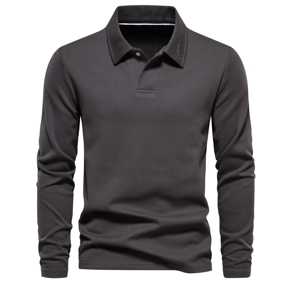 Daan | Embroidered Button-Front Polo Shirt for Men