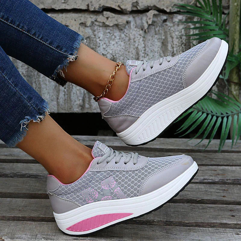 Fiona | Cushioned Lace-Up Walking Sneakers with Breathable Knit Upper for Women