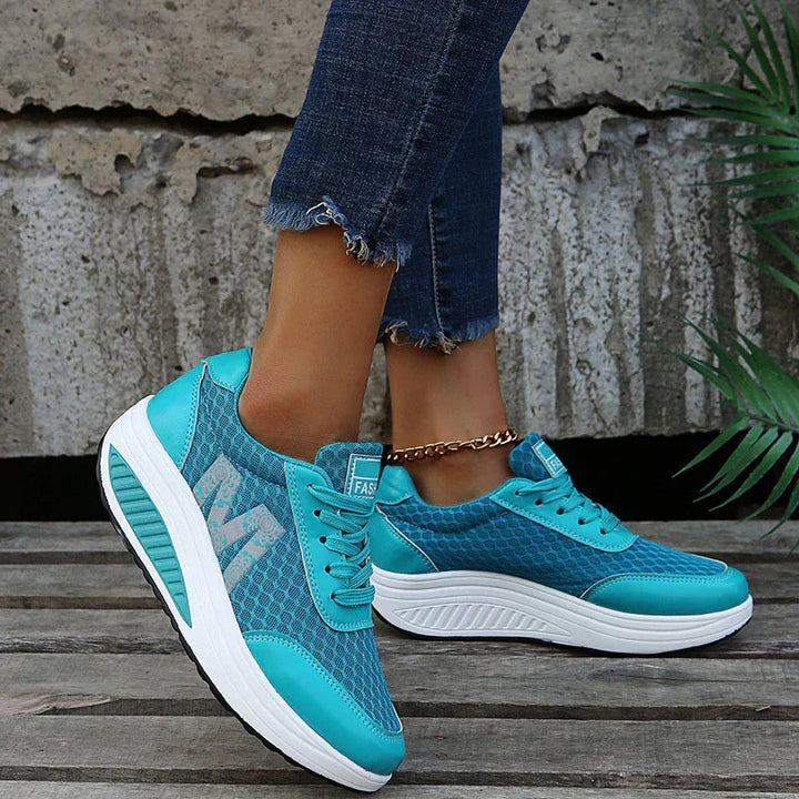 Fiona | Cushioned Lace-Up Walking Sneakers with Breathable Knit Upper for Women
