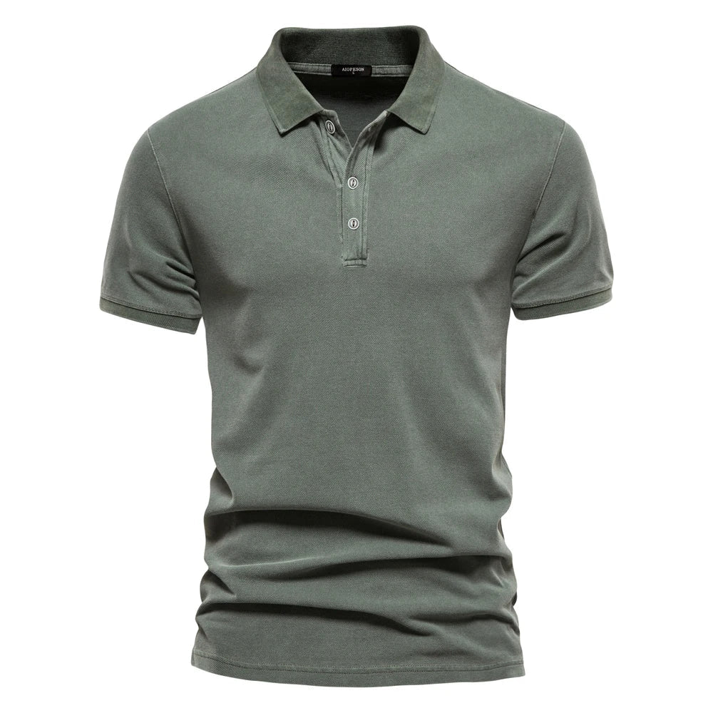 Erik | Ribbed Collar Button-Front Polo Shirt for Men
