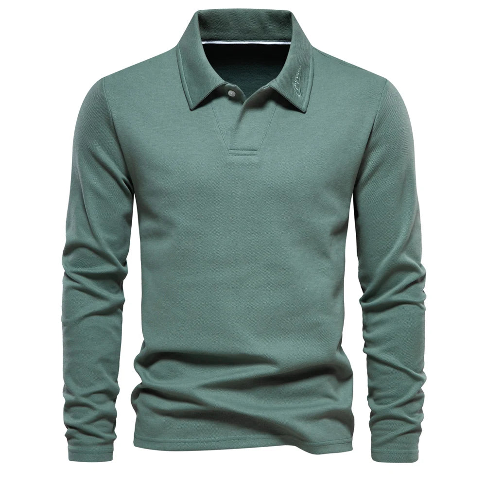 Daan | Embroidered Button-Front Polo Shirt for Men