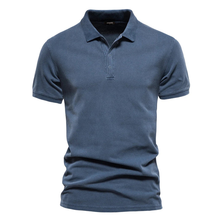 Erik | Ribbed Collar Button-Front Polo Shirt for Men
