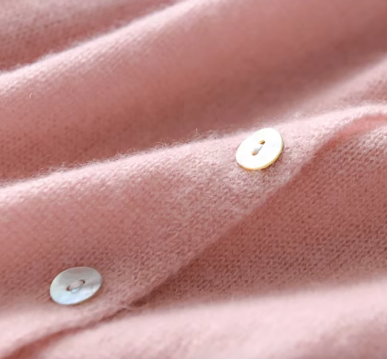 Nadyalise - Ribbed Knit Cardigan with Button Front and Asymmetric Hem