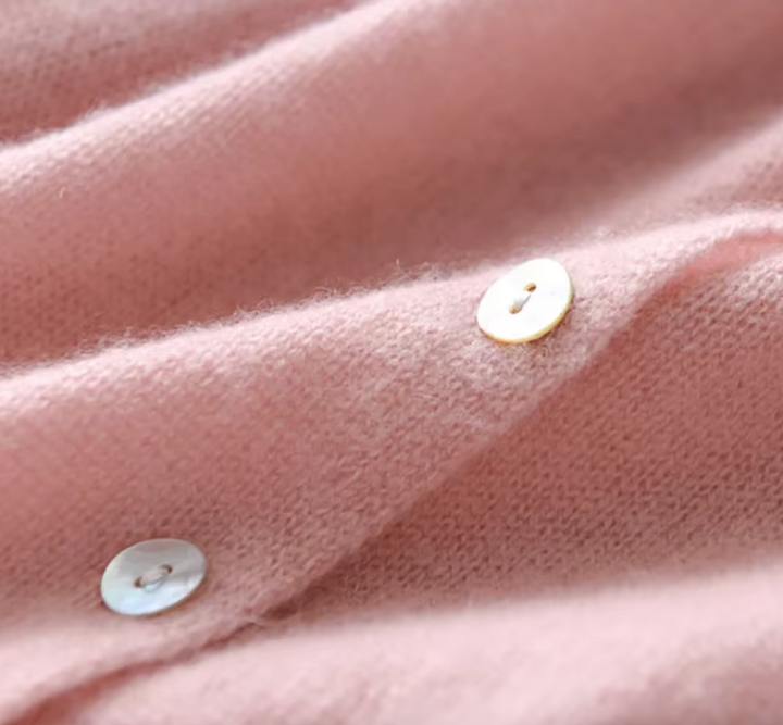 Nadyalise - Ribbed Knit Cardigan with Button Front and Asymmetric Hem