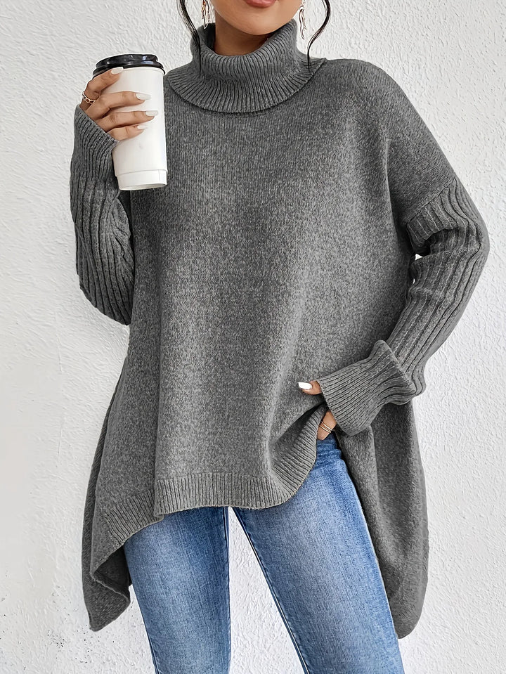 Pearl | Oversized High-Neck Ribbed Winter Sweater for Women