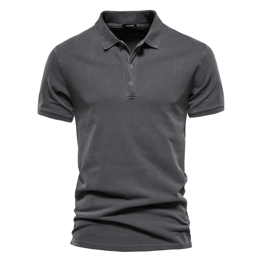 Erik | Ribbed Collar Button-Front Polo Shirt for Men