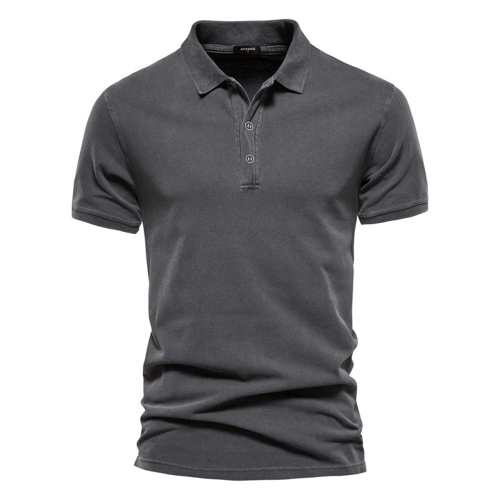 Erik | Ribbed Collar Button-Front Polo Shirt for Men