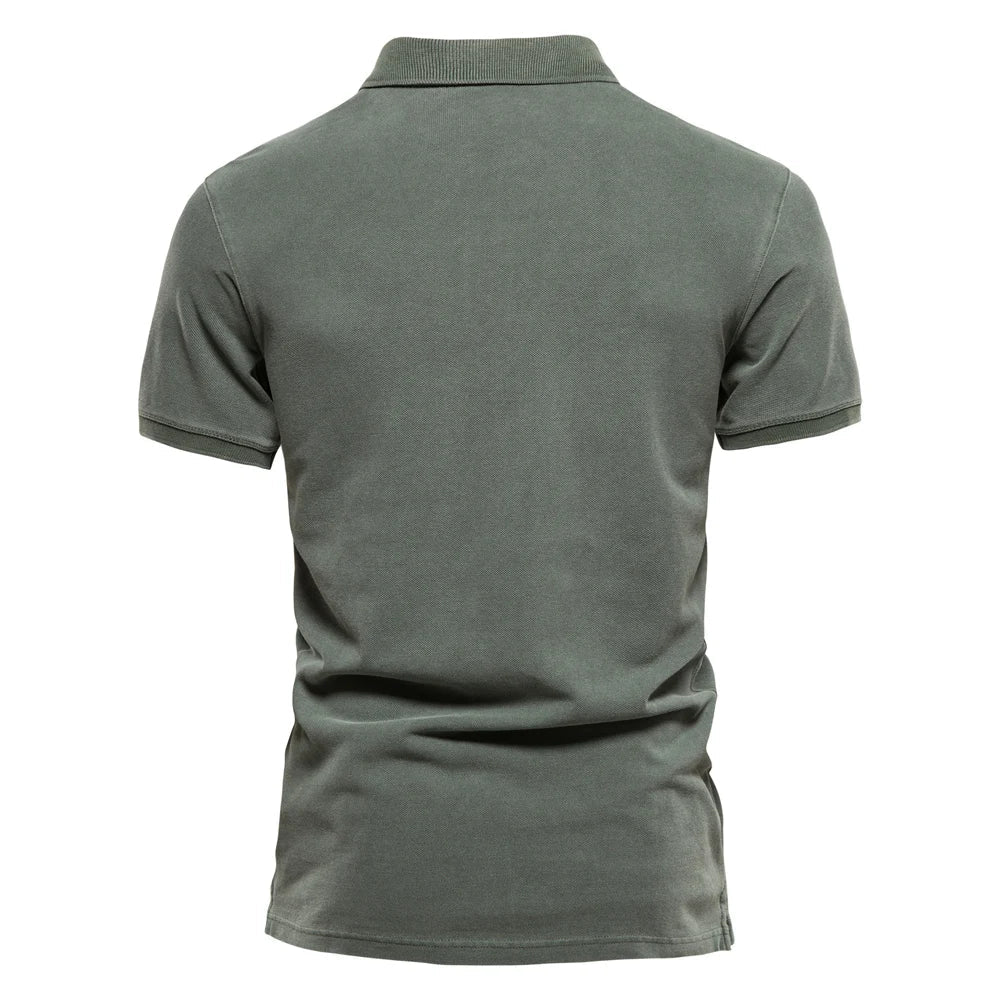 Erik | Ribbed Collar Button-Front Polo Shirt for Men