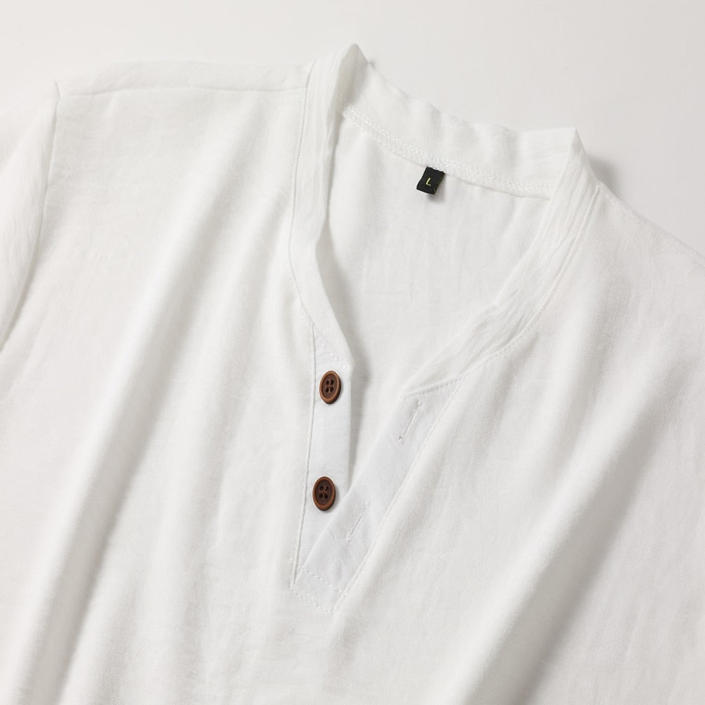Aksel | Men's Henley T-Shirt V-Neck Button Front Casual Wear