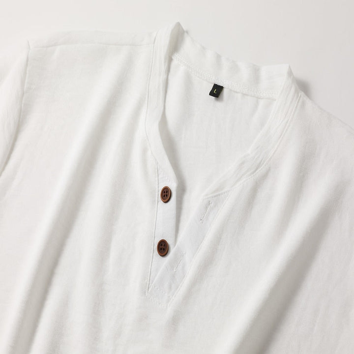 Aksel | Men's Henley T-Shirt V-Neck Button Front Casual Wear