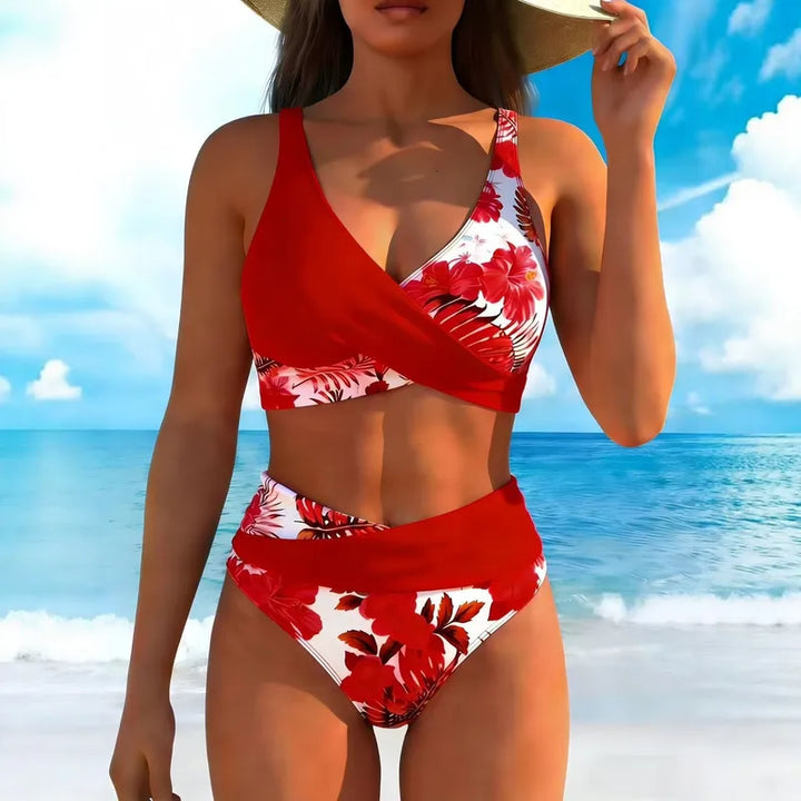 Adriana | High-Waist Two-Piece Swimsuit with V-Neck and Side Tie