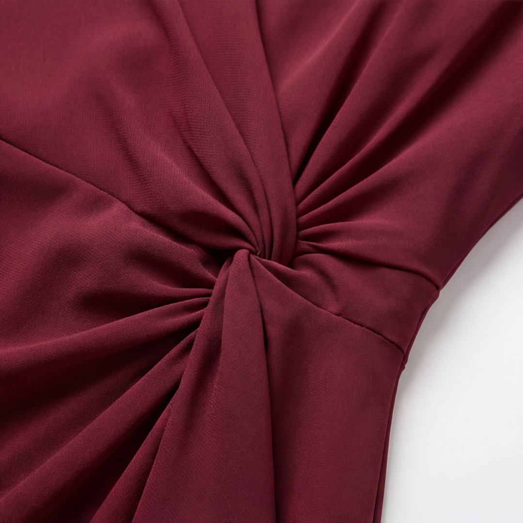 Tineke | Twist-Knot Waist Midi Dress with Ruffled Hem and Flutter Sleeves for Women