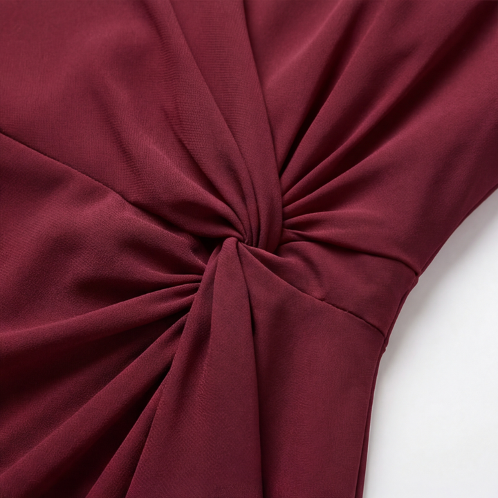 Tineke | Twist-Knot Waist Midi Dress with Ruffled Hem and Flutter Sleeves for Women