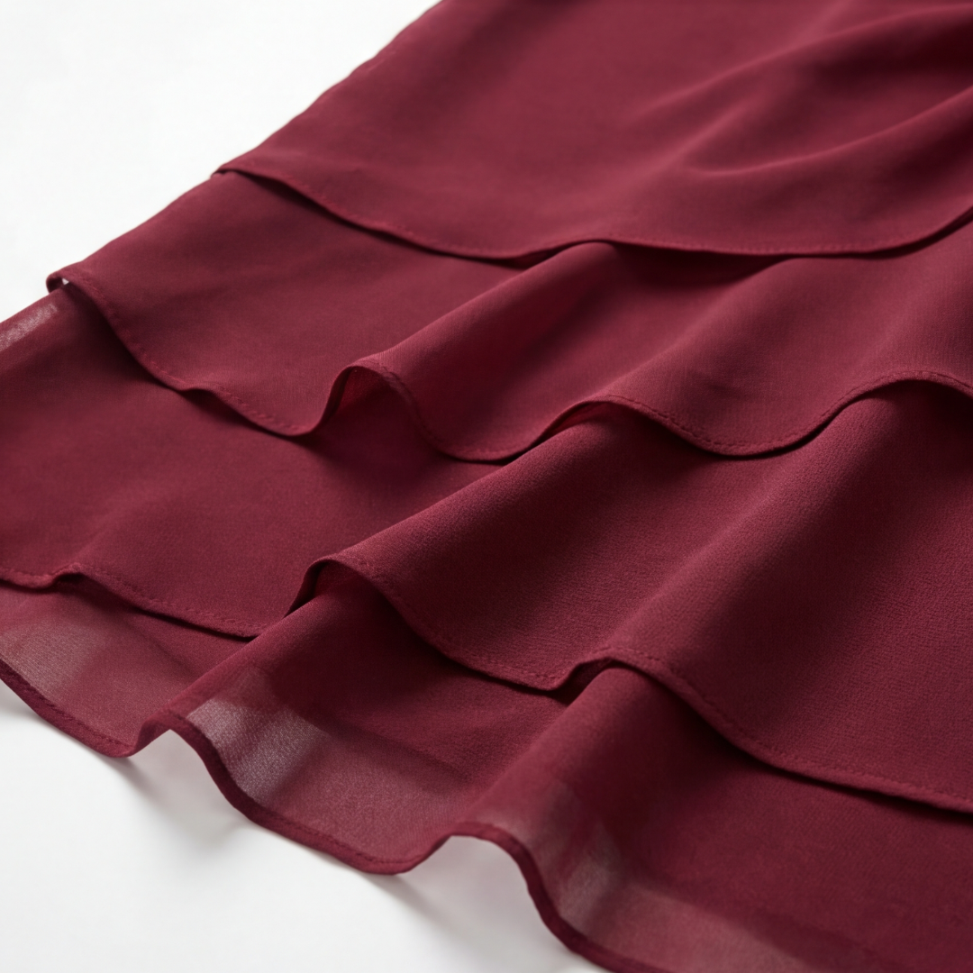 Tineke | Twist-Knot Waist Midi Dress with Ruffled Hem and Flutter Sleeves for Women