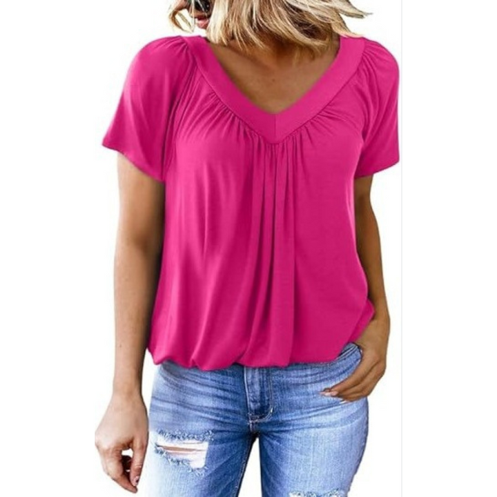Liana | Women's V-Neck Top Relaxed-Fit Short Sleeve Casual Wear