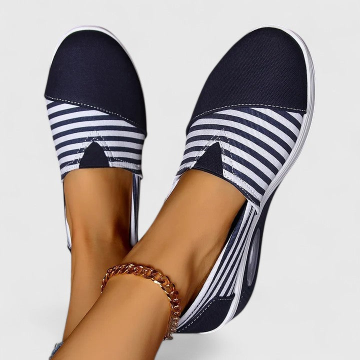 Blanche | Slip-On Ribbed Sneakers with Cushioned Support for Women