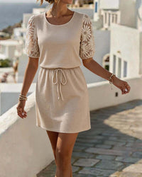 Luna | Women's Waffle-Knit Dress with Daisy Sleeves
