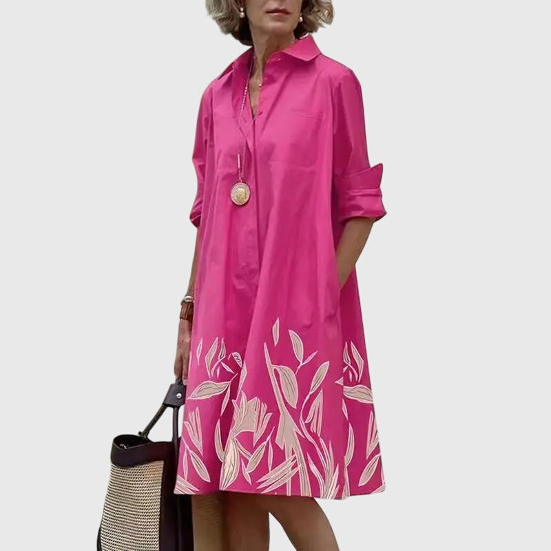 Nadette | Button-Front Midi Shirt Dress with Pockets for Women