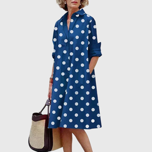 Nadette | Button-Front Midi Shirt Dress with Pockets for Women