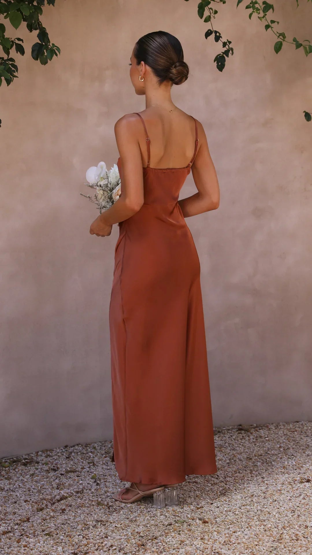 Maren Women's Slip Maxi Dress with Straight Neckline & Side Slit