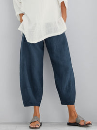 Irene | Women's Cropped Pants Elastic Waist Wide Leg
