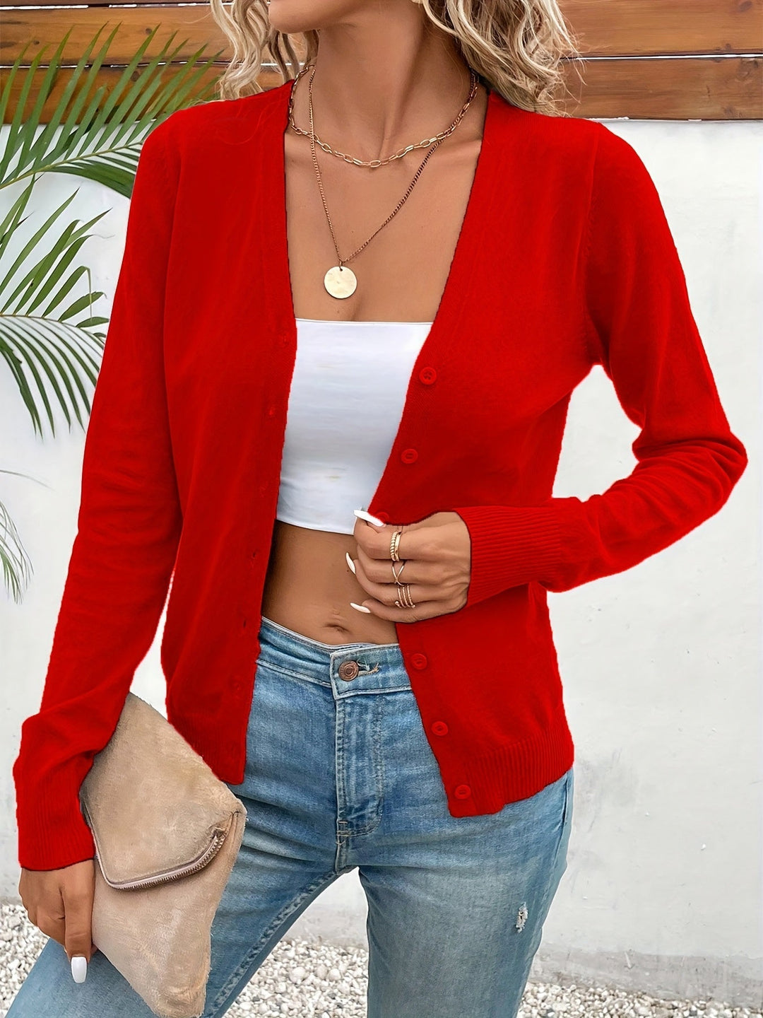 Tessa | Button-Front V-Neck Knit Cardigan for Women