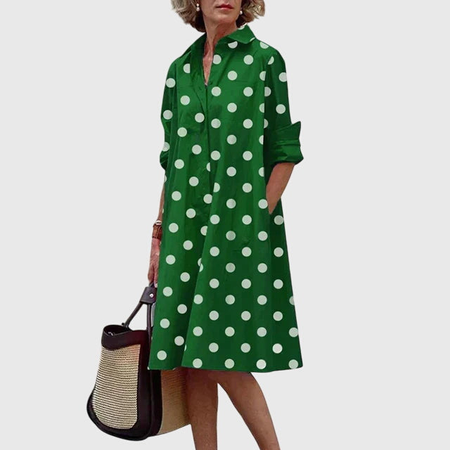 Nadette | Button-Front Midi Shirt Dress with Pockets for Women