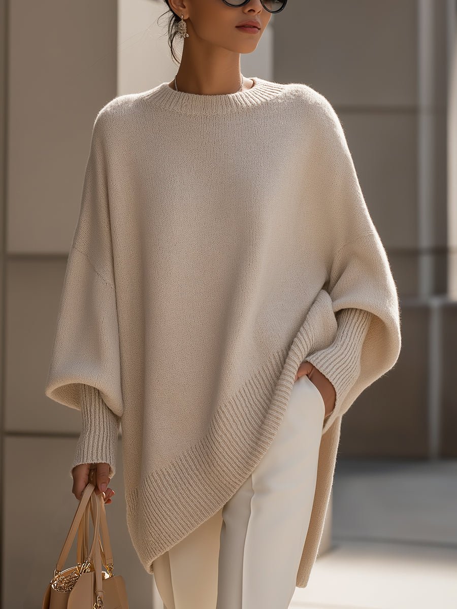 Nadalene | Oversized Batwing Sleeve Ribbed Sweater for Women