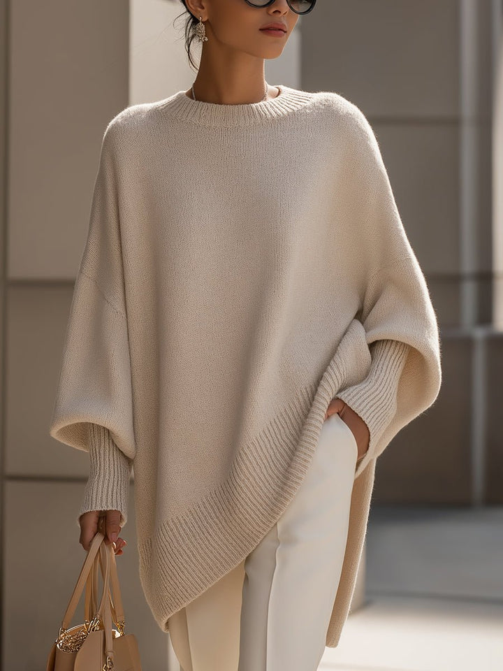 Nadalene | Oversized Batwing Sleeve Ribbed Sweater for Women