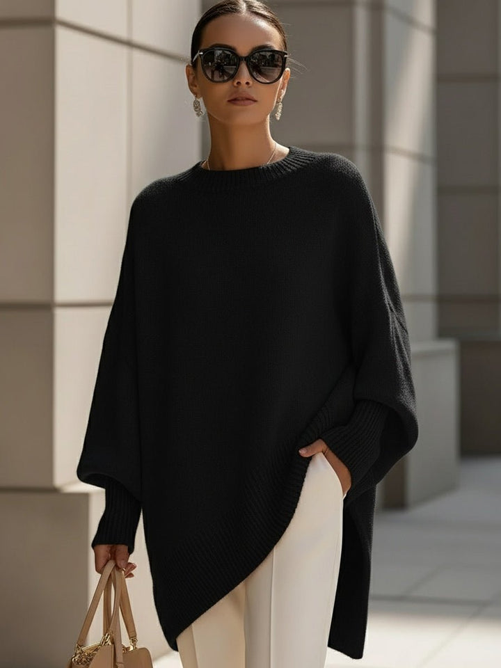 Nadalene | Oversized Batwing Sleeve Ribbed Sweater for Women