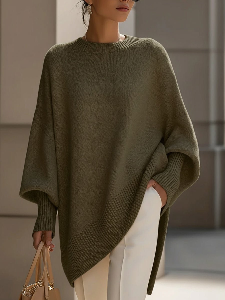 Nadalene | Oversized Batwing Sleeve Ribbed Sweater for Women