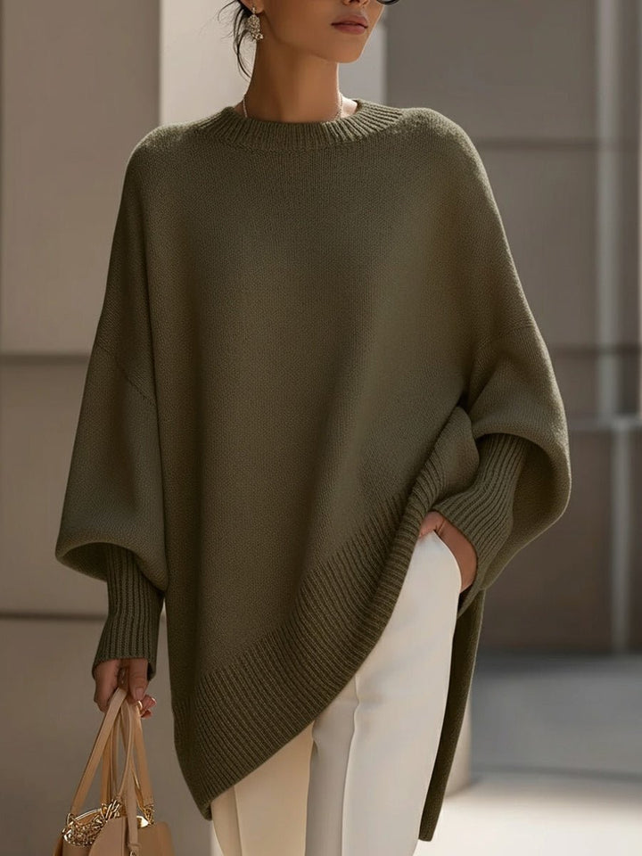 Nadalene | Oversized Batwing Sleeve Ribbed Sweater for Women